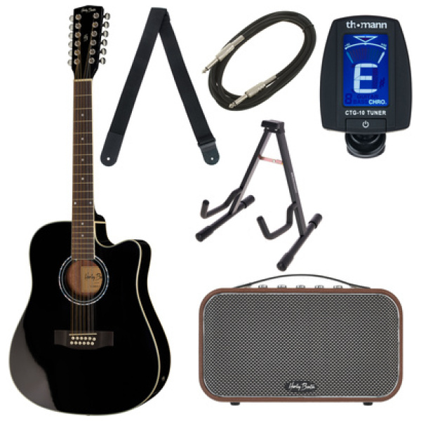 Harley Benton D-200CE-12BK Bundle